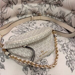 Michael Kors Beige and Gold Crossbody Bag